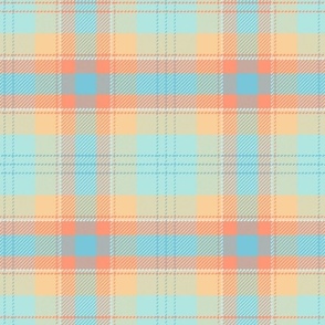 Scottish tartan Turquoise orange