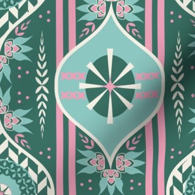 Boho Pattern Clash / Sweet Christmas / Ornaments / Pink Green Cream / Medium