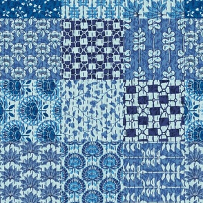 Kantha Patchwork Pattern Clash - Large - Blue