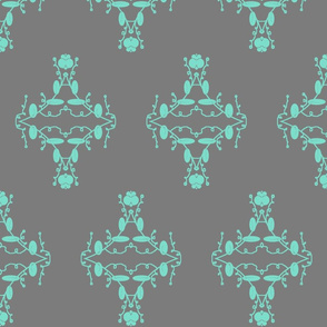 Gray and Aqua Damask