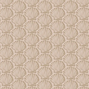 Small | Coastal Chic Brush Stroke Ocean Shell Pattern with Hand-drawn Cream Sand Beige Seashells on Earthy Blush Pink Nude in Maritime, Country House Style for Cottagecore Home Decor, Coastal Grandmother Upholstery, Farmhouse Kitchen Wallpaper