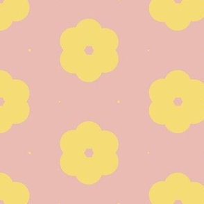 Yellow flowers on light pink background 