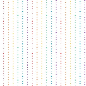 Rainbow Dots in Stripes | Rainbow Colors Polka Dots on White (Small)