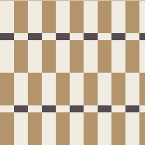 Check Stripe _ Creamy White_ Lion Gold_ Purple-Brown-Gray _ Geometric