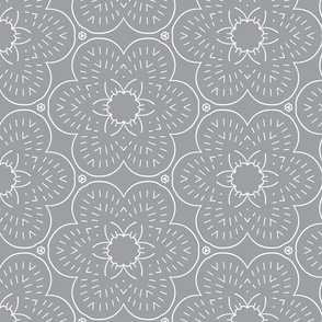 White cotton lace on grey background 