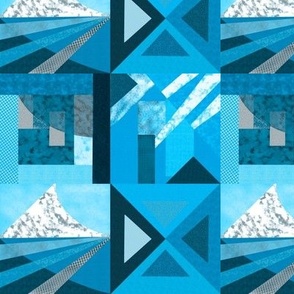 cloud burst and mountain texture patchwork modern geometric 6” repeat triangles, squares