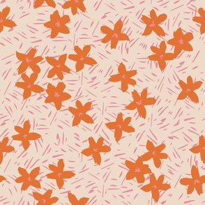 Pattern Clash Flowers - 6 // 18x18 inch scale // off-white pink orange fabric by @annhurleydesign