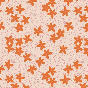 Pattern Clash Flowers - 6 // 14x14 inch scale // off-white pink orange fabric by @annhurleydesign