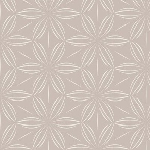 Flowers and Lines _ Creamy White_ Silver Rust Pink _ Floral