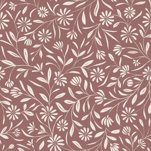Flowy Textured Floral _ Copper Rose PInk_ Creamy White _ Pretty Flowers