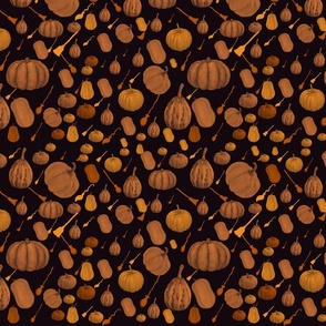 Harvest Bounty Pumpkin Pattern in black & oranges