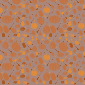 Harvest Bounty Pumpkin Pattern in gray and orange