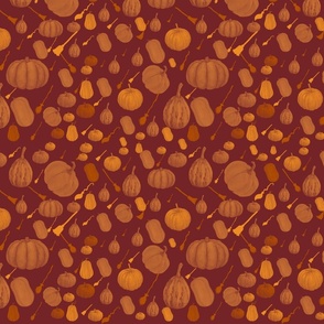 Harvest Bounty Pumpkin Pattern in Reds & Oranges
