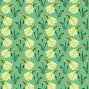 Delightful Daffodils | Watercolor | Lime Green | Small Scale