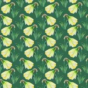 Delightful Daffodils | Watercolor | Emerald Green | Small Scale
