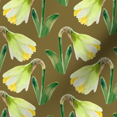 Delightful Daffodils | Watercolor | Moss | Small Scale