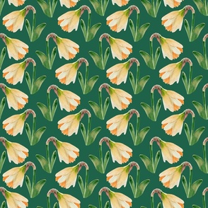 Watercolor Daffodils | Emerald Green | Small Scale