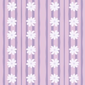 Purple Daisy Stripes / Medium Scale
