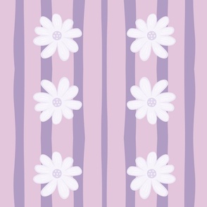 Purple Daisy Stripes / Large Scale