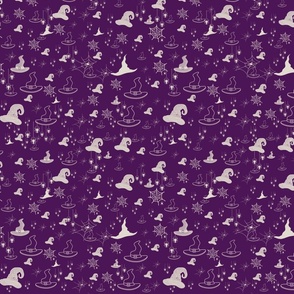 Witchy Hat Delight Pattern Bright Purple & white