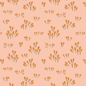 Modern outdoorsy boho simple floral grass in pink and ochre