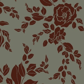 Gardenia Silhouettes in  Brown on Medium Gray // Large Scale
