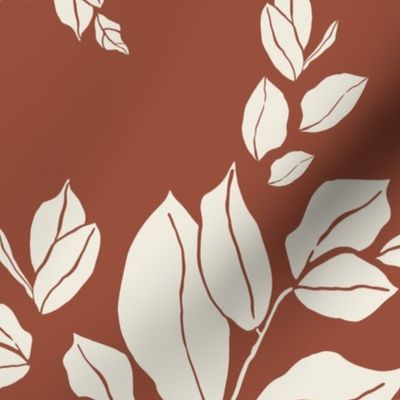 Gardenia Silhouettes on Cinnamon Brown