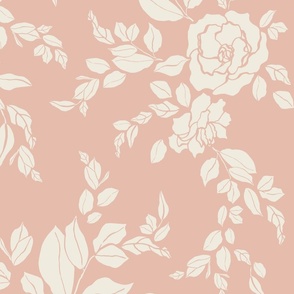 Gardenia Silhouettes on Pale Pink // Large Scale