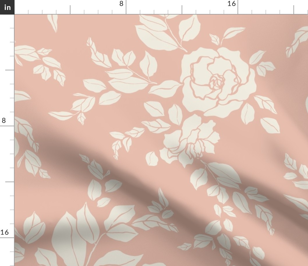 Gardenia Silhouettes on Pale Pink // Large Scale