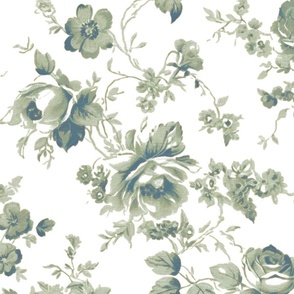 Sage,green,floral toile,chinoiserie,roses,