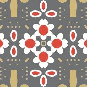 Geometric floral design on grey background 