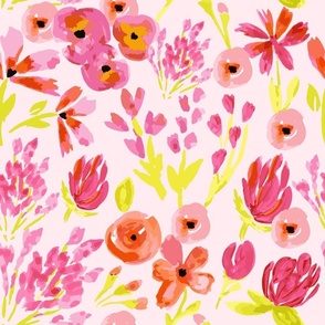 watercolor flowers on light pink