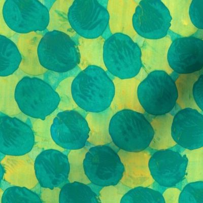 big messy paint dots - teal, green and yellow