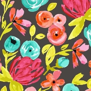 bright summer flowers on a gray background