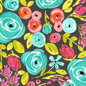 bright summer flowers on a gray background