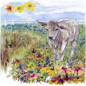 calf in blooms by carrie currie
