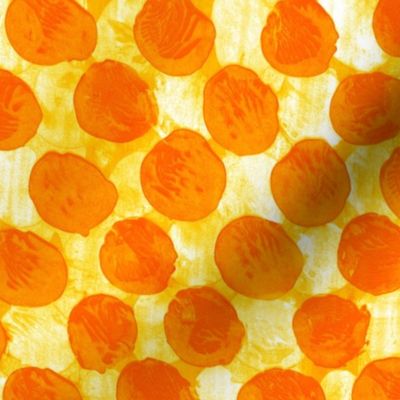 big messy paint dots - solar orange and yellow on white