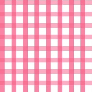pink gingham on an off white background