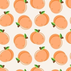 peaches on an off white background