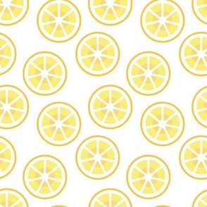 lemon slices on an off white background