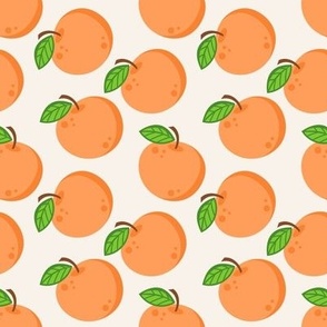oranges on an off white background