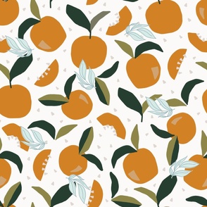 clementines pattern with mint leaves