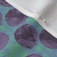 big messy paint dots -  purple, blue and green