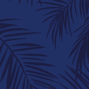 Palm Shadows - Navy Blue