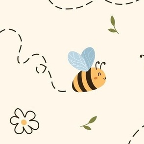 Cute Gender Neutral Bee Pattern, Large Scale
