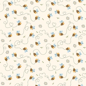Cute Gender Neutral Bee Pattern, Small Scale