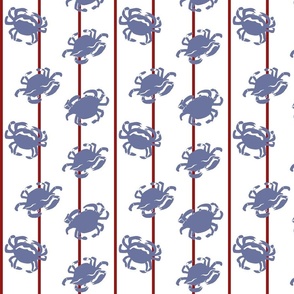 SUMER  COASTAL OCEAN CRABS RED WHITE AND BLUE 