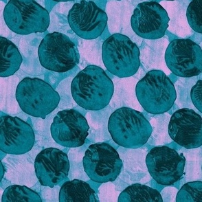big messy paint dots - mad teal on lavender
