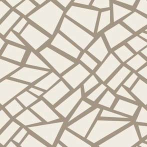 Mosaic Shapes | Creamy White, Khaki Brown | Geometric