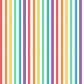 Rainbow Stripes on White | Medium Scale Colorful Kidcore Lines